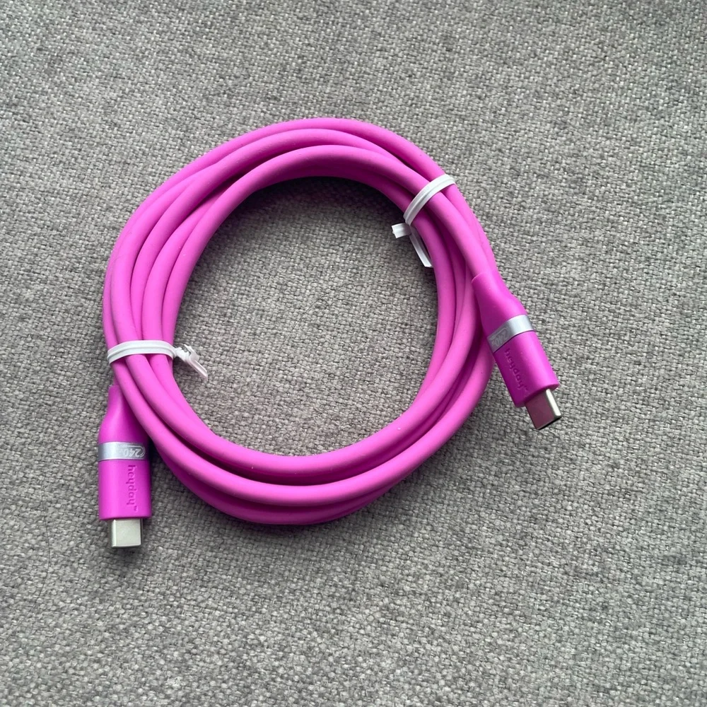 Pink Charging Cable 6' USB-C to USB-C Fast Charging Silicone Cable heyday